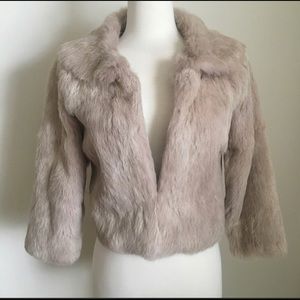 Bebe Rabbit Fur Cropped Coat w/Silk Lining